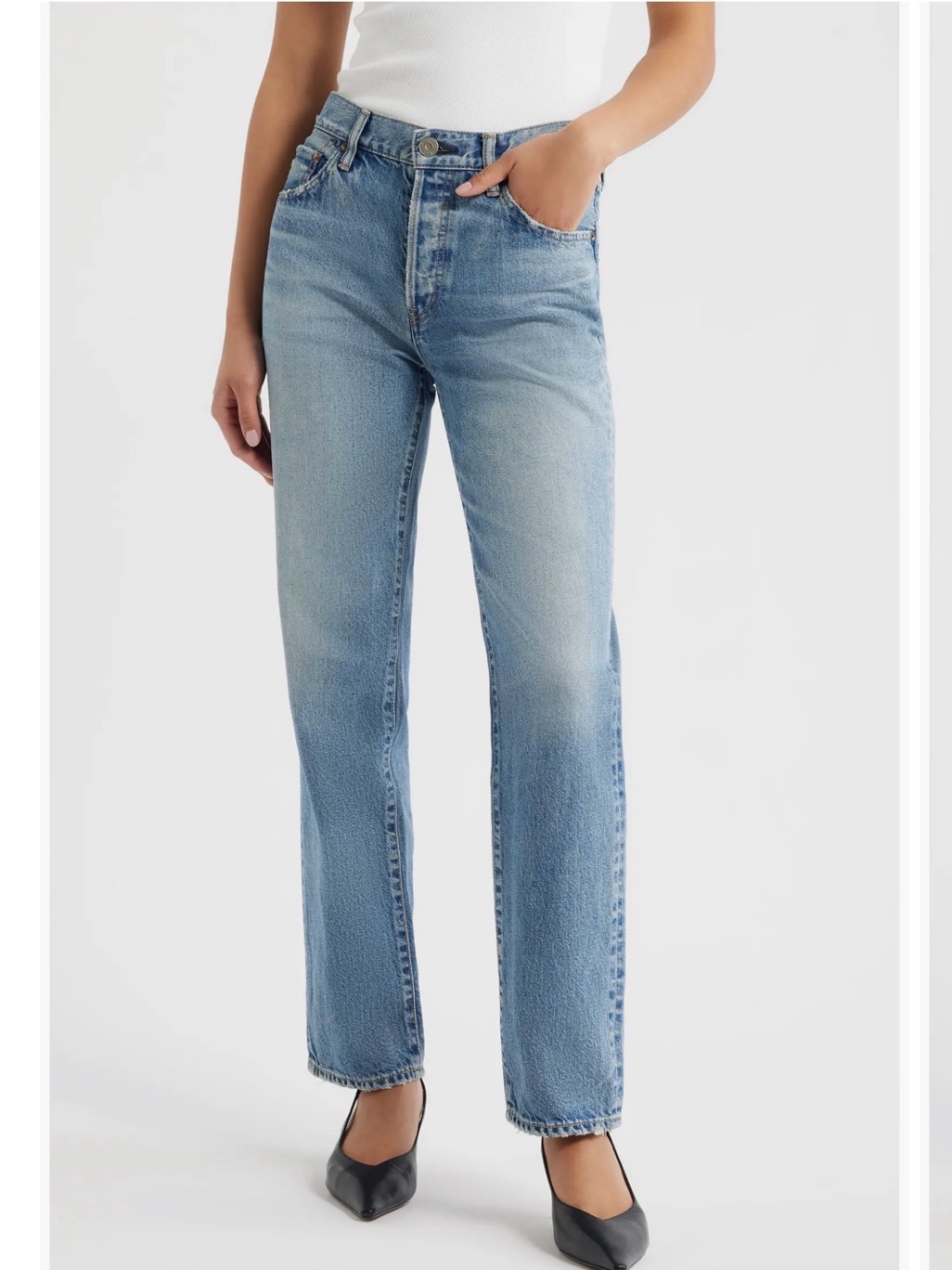 Moussy Leyden Straight Leg Jeans In Light Blue